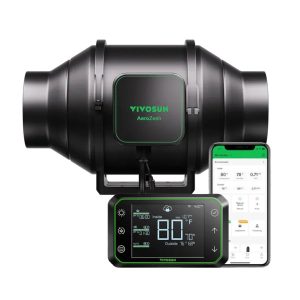VIVOSUN AEROZESH S6 INLINE FAN 6″ COMES WITH E42A TEMP AND HUMIDITY WIFI CONTROLLER